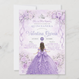 Convites Lavender Princesa Quinceañera Lilás Roxo Prata