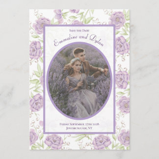 Convites Lavender Purple Rose Wedding Save the Date