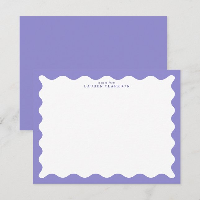 Convites Lavender Purple Wavy Frame Note Card (Frente/Verso)