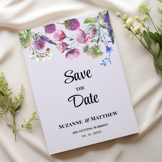 Convites Lavender purple wildflower spring Save the Date (Lavender purple wildflower spring Save the Date)