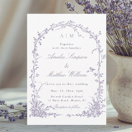 Convites Lavender Romantic Botanical Arch Garden Wedding