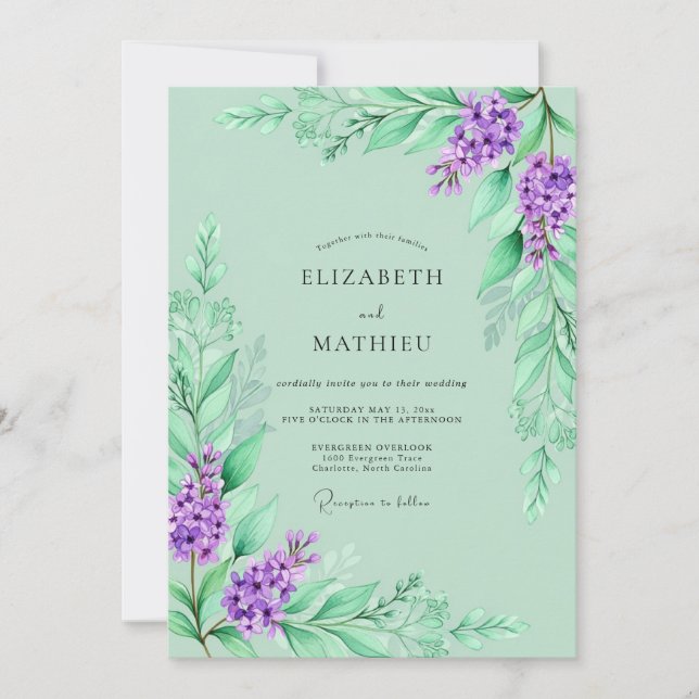 Convites Lavender Romantic Spring Wedding (Frente)