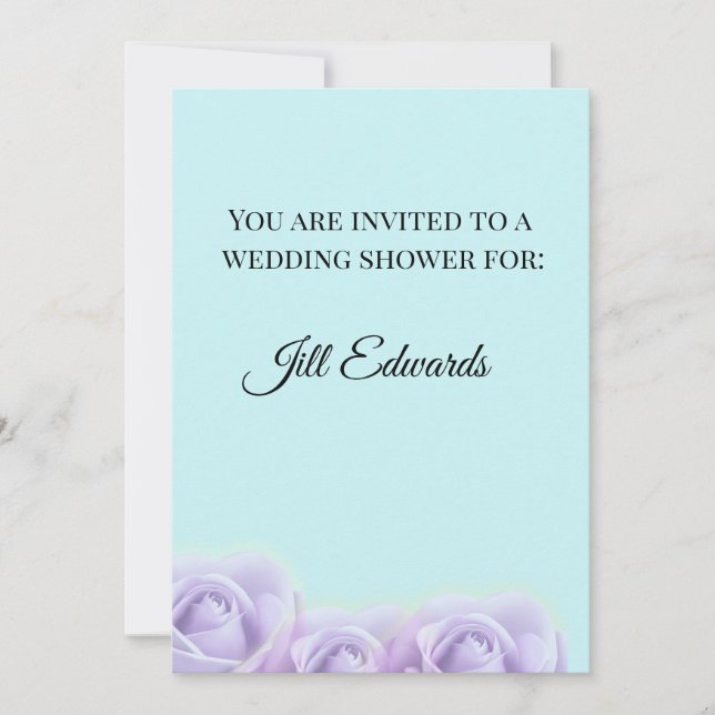 Convites Lavender Rose Bridal Shower Invitation (Frente)