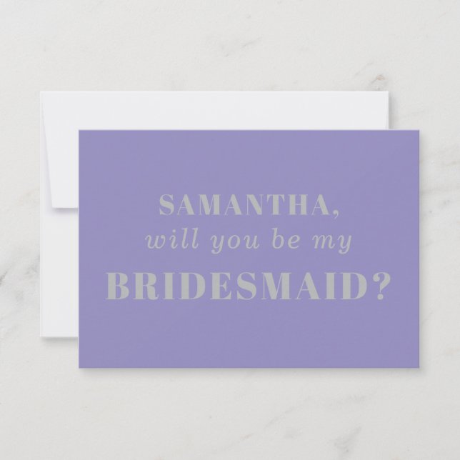 Convites Lavender Silver be my bridesmaid (Frente)