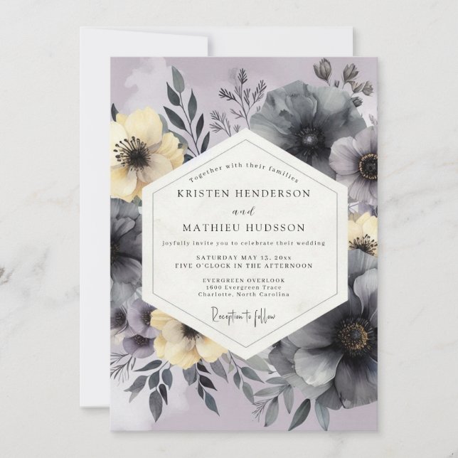 Convites Lavender Slate Painterly Wedding (Frente)