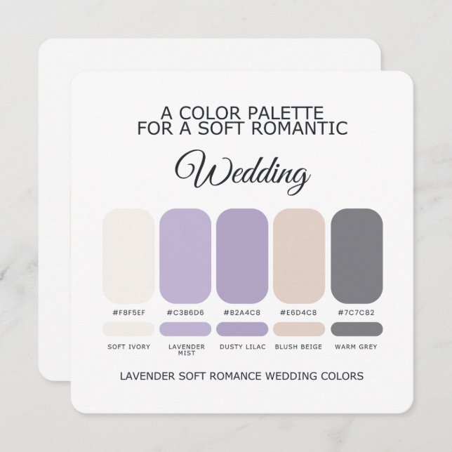 Convites Lavender Wedding Color Palette Card (Frente/Verso)