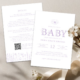 Convites Lavender Wildflower Baby Shower All-in-One 