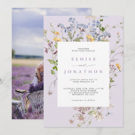 Convites Lavender Wildflower Meadow Garden Photo Wedding