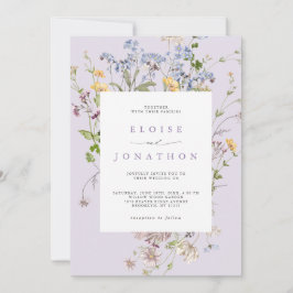 Convites Lavender Wildflower Meadow Garden QR Code Wedding
