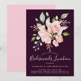 Convites Lavish Pink Roses & Glitter Bridesmaids Luncheon