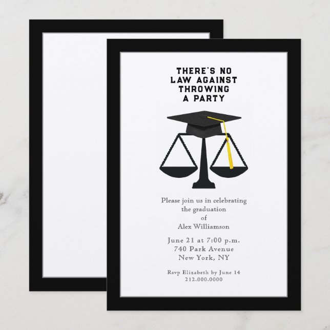Convites Law School Graduation Party Invitation (Frente/Verso)