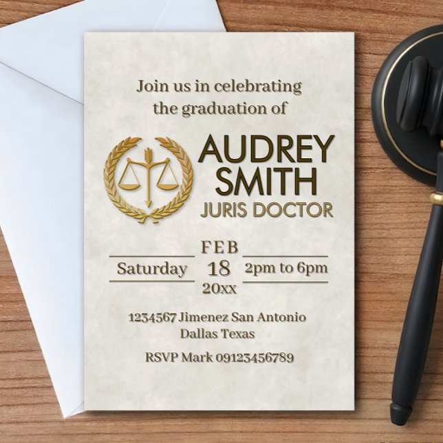 Convites Lawyer Graduation  (Lawyer Graduation Invitation)