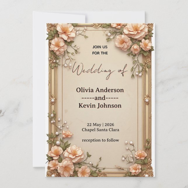 Convites 🌿 Layout de Detalhes de Casamento de Jardim Elega (Frente)