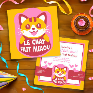 Convites Le Chat Fait Miaou Cute French Orange Tabby