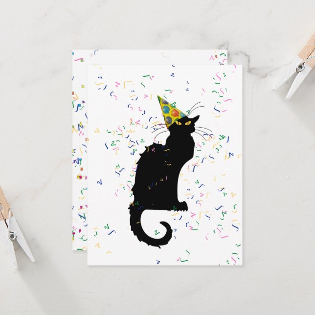 Convites Le Chat Noir Happy Birthday (Frente/Verso In Situ)