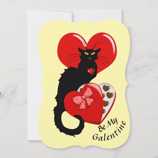 Convites Le Chat Noir Heart Candy Valentine's Day  (Frente)