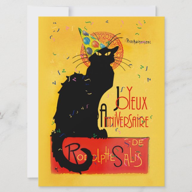 Convites Le Chat Noir - Joyeux Anniversaire (Frente)