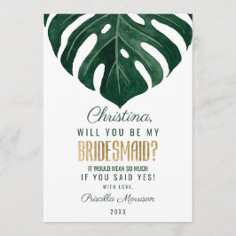 Convites Leaf Dourada Bridesmaid moderna de queijo tropical