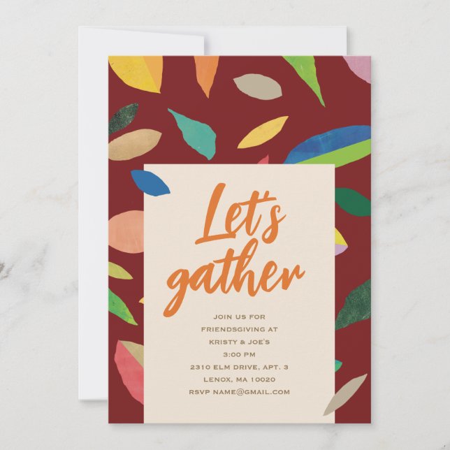 Convites Leaf Drop Dark Merlot Party Invitation (Frente)