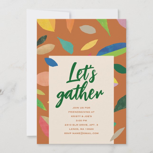 Convites Leaf Drop Pumpkin Party Invitation (Frente)