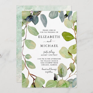 Convites Leafy Frame Eucalyptus Greenery Wedding