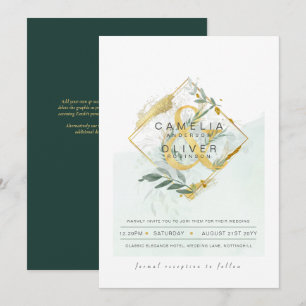 Convites Leah G Eucalyptus Greenery Dourado Casamento QR CÓ
