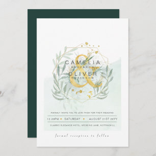 Convites Leah G Eucalyptus Greenery Dourado Casamento QR CÓ