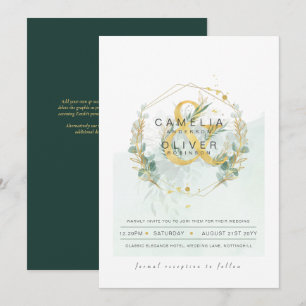 Convites Leah G Eucalyptus Greenery Dourado Casamento QR CÓ
