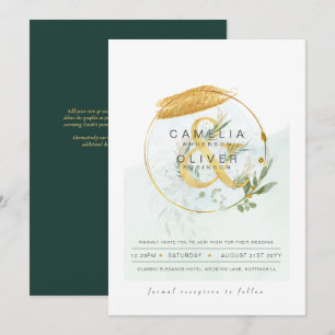 Convites Leah G Eucalyptus Greenery Dourado Casamento QR CÓ