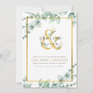 Convites Leah G Eucalyptus Greenery Dourado WEDDING CÓDIGO