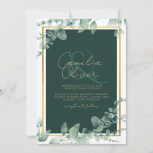 Convites Leah G Eucalyptus Greenery Dourado WEDDING CÓDIGO 