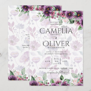 Convites Leah G Plum Purple Berry Floral Casamento Fall Win