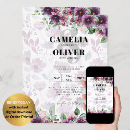 Convites Leah G Plum Purple Berry Floral Casamento Fall Win