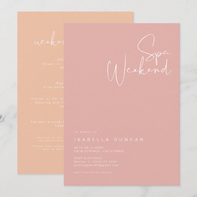 Convites LEAH Vibrant Pastel Shades Bachelorette Spa Day (Frente/Verso)