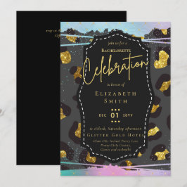 Convites LeahG Bonito Girly Bachelorette Glam Animal Prints