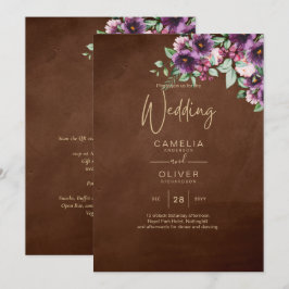 Convites LeahG Brown Berry Plum Roxo Casamento Outono Inver