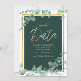 Convites LeahG Eucalipto Verde Dourado CASAMENTO QR CODE