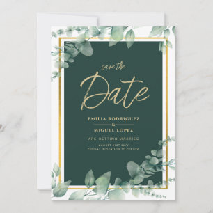 Convites LeahG Eucalipto Verde Dourado CASAMENTO QR CODE