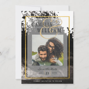 Convites LeahG FOTO Casamento Preto Dourado INK Save Date