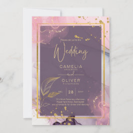 Convites LeahG® Lavanda TINTA Rosa Púrpura Dourado Casament