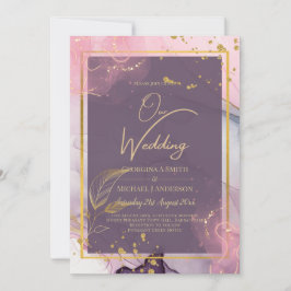 Convites LeahG® Lavender TINTA Rosa Dourado Casamento