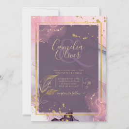 Convites LeahG® Lavender TINTA Rosa Dourado Casamento