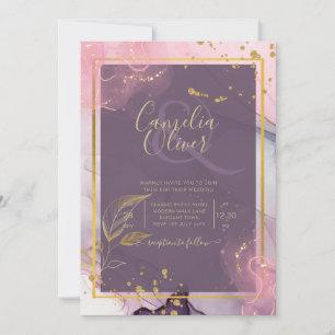 Convites LeahG® Lavender TINTA Rosa Dourado Casamento