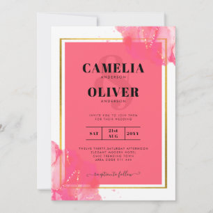 Convites LeahG Salmão PINK GOLD WEDDING Tinta de Álcool