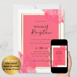 Convites LeahG Salmão PINK GOLD WEDDING Tinta de Álcool