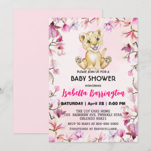 Convites Leão-Cinto-Cor-de-rosa, flores silvestres, criança