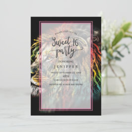 Convites Leão de massas coloridas com Fones de ouvido