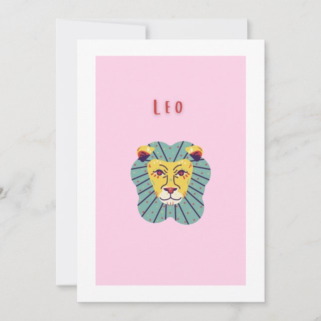 Convites Leão Fofo, zodíaco, impressão de signo estelar (Frente)