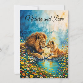 Convites Leão ouro Flores silvestres coloridas