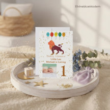 Leão Primeiro Aniversário Dourado, Balões & Foto